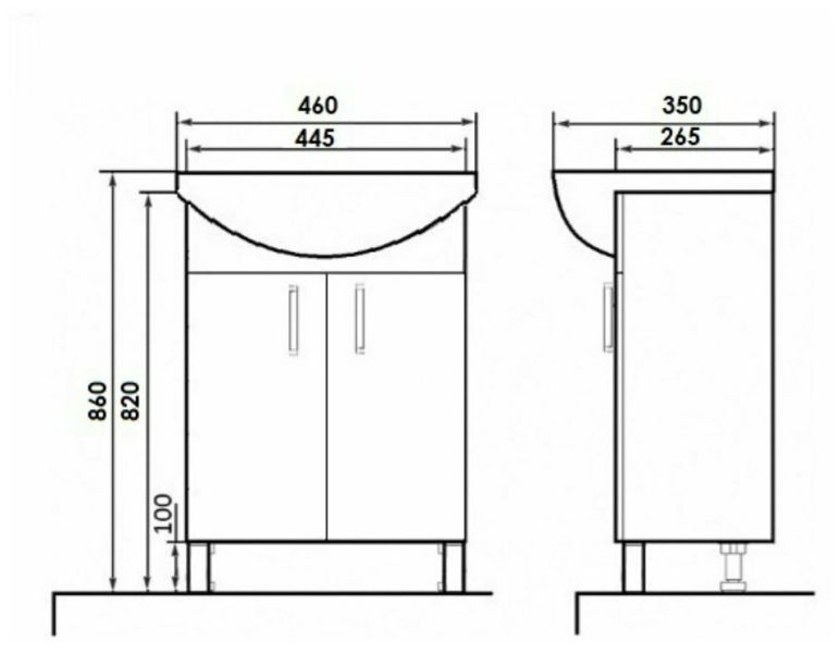 Тумба с раковиной Orange Роса LA-45TUW+RA белый