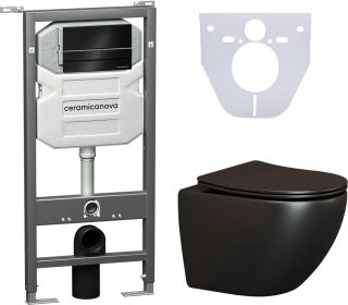 Комплект с инсталляцией Ceramica Nova CN4002MB_1002B_1000 унитаз Metropol CN4002MB крышка-сиденье с микролифтом и инсталляция Envision CN1002B с чёрной матовой кнопкой смыва Flat Комплект с инсталляцией Ceramica Nova CN4002MB_1002B_1000 унитаз Metropol CN4002MB крышка-сиденье с микролифтом и инсталляция Envision CN1002B с чёрной матовой кнопкой смыва Flat