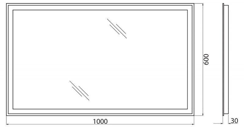 Зеркало BelBagno с LED-подсветкой и кнопочным управлением SPC-GRT-1000-600-LED-BTN