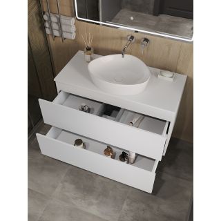 Тумба с раковиной Orange Отто Ot-100TuMDF+B07-500W 100 см белый глянец
