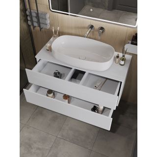 Тумба с раковиной Orange Отто Ot-100TuMDF+B07-675W 100 см белый глянец