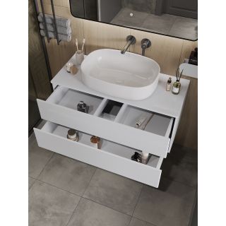 Тумба с раковиной Orange Отто Ot-100TuMDF+B08-600W 100 см белый глянец