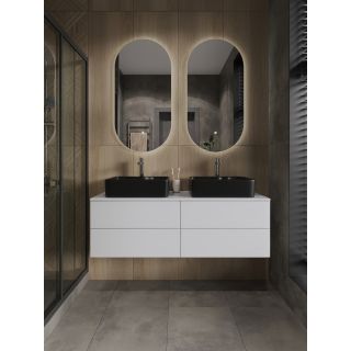 Тумба с раковиной Orange Отто Ot-130TuMDF+B01-475MB 130 см белый глянец/чёрный матовый