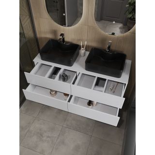 Тумба с раковиной Orange Отто Ot-130TuMDF+B01-475MB 130 см белый глянец/чёрный матовый