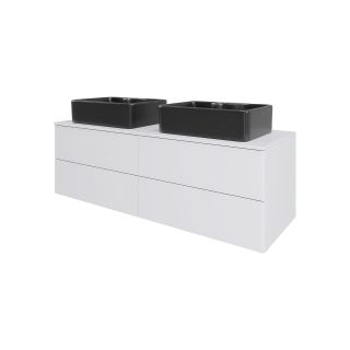 Тумба с раковиной Orange Отто Ot-130TuMDF+B01-475MB 130 см белый глянец/чёрный матовый