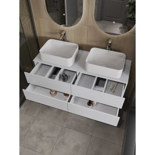 Тумба с раковиной Orange Отто Ot-130TuMDF+B02-460W 130 см белый глянец