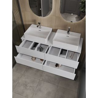 Тумба с раковиной Orange Отто Ot-130TuMDF+B04-500W 130 см белый глянец
