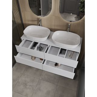 Тумба с раковиной Orange Отто Ot-130TuMDF+B08-500W 130 см белый глянец