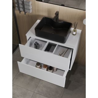 Тумба с раковиной Orange Отто Ot-75TuMDF+B01-475MB 75 см белый глянец/чёрный