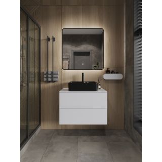 Тумба с раковиной Orange Отто Ot-75TuMDF+B01-475MB 75 см белый глянец/чёрный