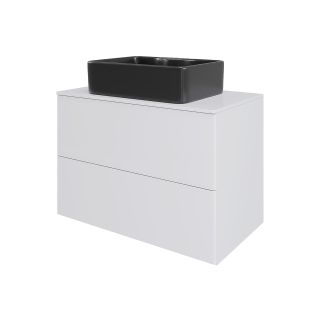 Тумба с раковиной Orange Отто Ot-75TuMDF+B01-475MB 75 см белый глянец/чёрный