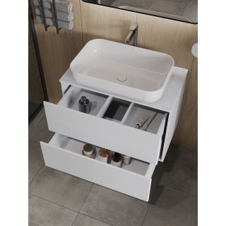 Тумба с раковиной Orange Отто Ot-75TuMDF+B03-600W 75 см белый глянец