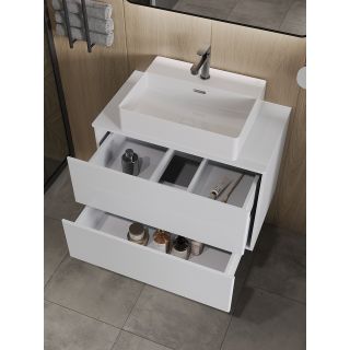 Тумба с раковиной Orange Отто Ot-75TuMDF+B04-500W 75 см белый глянец