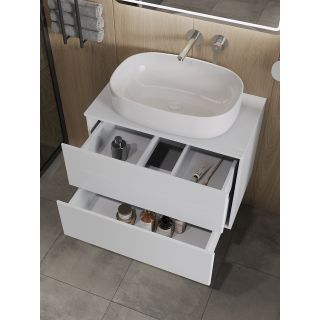 Тумба с раковиной Orange Отто Ot-75TuMDF+B04-600W 75 см белый глянец