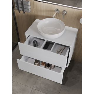Тумба с раковиной Orange Отто Ot-100TuGLASS 75 см белый глянец