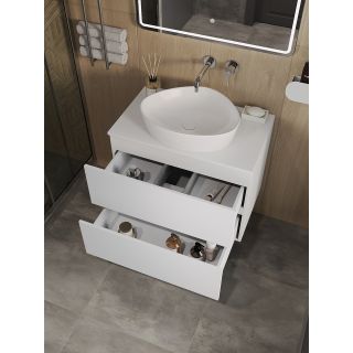 Тумба с раковиной Orange Отто Ot-75TuMDF+B07-500W 75 см белый глянец