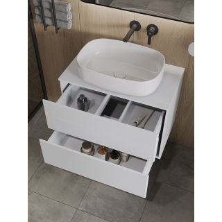 Тумба с раковиной Orange Отто Ot-75TuMDF+B07-540W 75 см белый глянец