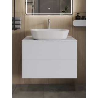 Тумба с раковиной Orange Отто Ot-75TuMDF+B08-500W 75 см белый глянец