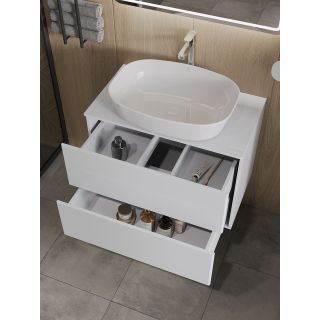 Тумба с раковиной Orange Отто Ot-75TuMDF+B08-500W 75 см белый глянец