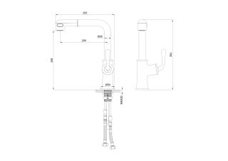 Смеситель для кухни Wonzon & Woghand WW-88439008A-MB с выдвижным изливом чёрный матовый Смеситель для кухни Wonzon & Woghand WW-88439008A-MB с выдвижным изливом чёрный матовый