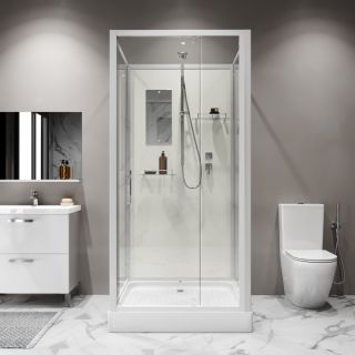 Душевая кабина Niagara Standart ST90/15Q/BK 90x90 см профиль белый стекло прозрачное