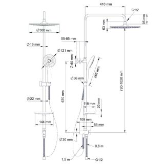 Душевая стойка Swedbe Calypso 5101 без смесителя хром Душевая стойка Swedbe Calypso 5101 без смесителя хром