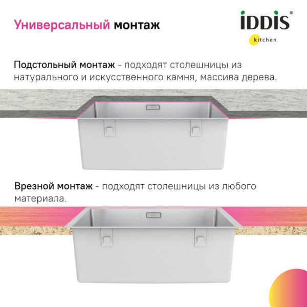 Кухонная мойка IDDIS Prime PRI44S0i77 44см сатин