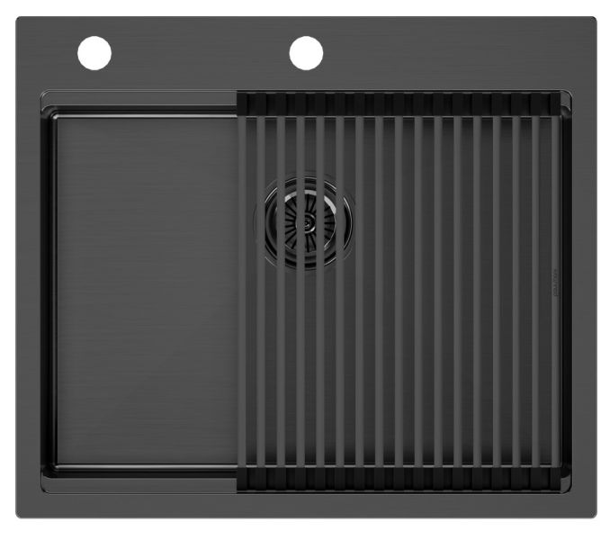 Комплект Paulmark: мойка Brim-Pro 60 и ролл-мат Pro PM705951-GM+R405-GM воронёная сталь