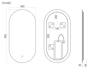 Зеркало с подсветкой Sancos Овал (Oval) OV45C 45 см