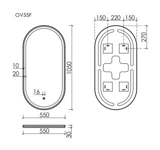 Зеркало с подсветкой Sancos Овал (Oval) OV55F 55 см