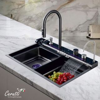 Многофункциональная кухонная мойка Ceruttispa ГЛОРИЯ (GLORIA) Pro nano black CT10578 графит