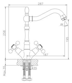 Смеситель для кухни Haiba HB4419-4 бронза Смеситель для кухни Haiba HB4419-4 бронза