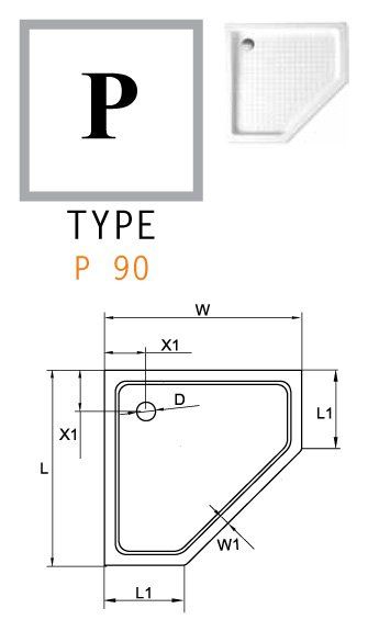 Поддон Cezares TRAY-A-P-100-15-W