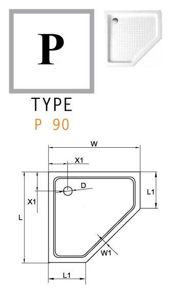 Поддон Cezares TRAY-A-P-90-15-W0