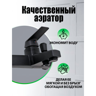Смеситель для ванны и душа OneLife P02-100b чёрный матовый