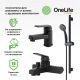 Комплект смесителей с душевым гарнитуром OneLife P02-511b чёрный матовый