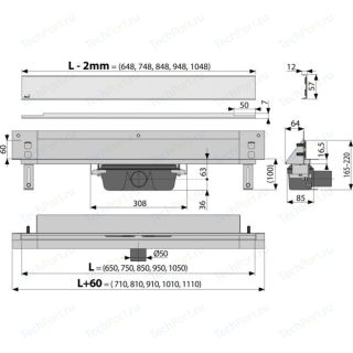 Дренажная система AlcaPlast Spa для монтажа в стену 105см хром APZ5-EDEN-1050