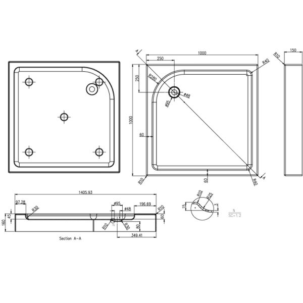 Душевой поддон Azario Greenwood P110 R/L Душевой поддон Azario Greenwood P110 R/L