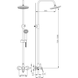 Душевая стойка Decoroom хром DR37070 Душевая стойка Decoroom хром DR37070