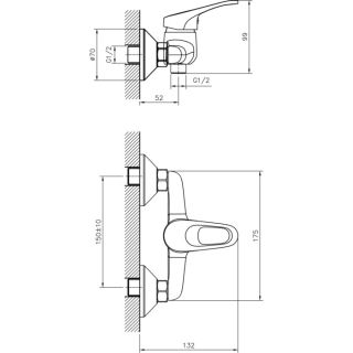 Смеситель для душа Decoroom с лейкой хром DR21055