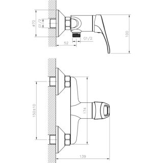 Смеситель для душа Decoroom с лейкой хром DR21056