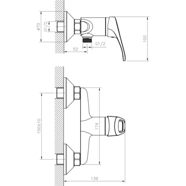 Смеситель для душа Decoroom с лейкой хром DR21056