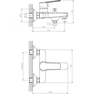 Смеситель для ванны Decoroom с ручным душем хром DR22036