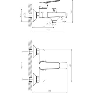 Смеситель для ванны Decoroom с ручным душем хром DR22036 Смеситель для ванны Decoroom с ручным душем хром DR22036