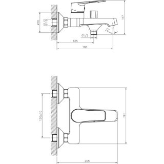 Смеситель для ванны Decoroom с ручным душем хром DR23036 Смеситель для ванны Decoroom с ручным душем хром DR23036