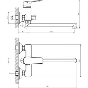 Смеситель для ванны Decoroom с ручным душем хром DR23043