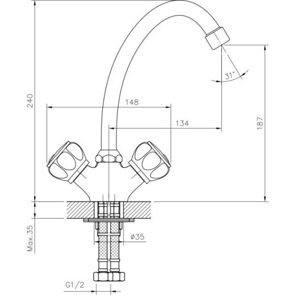 Смеситель для кухни Decoroom хром DR50028R Смеситель для кухни Decoroom хром DR50028R