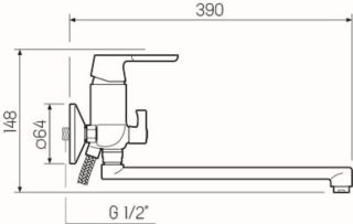 Смеситель для ванны с душем РМС SL123BL-006E хром Смеситель для ванны с душем РМС SL123BL-006E хром