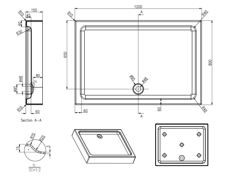 Душевой поддон Azario VANCOUVER P1812 R/L Душевой поддон Azario VANCOUVER P1812 R/L