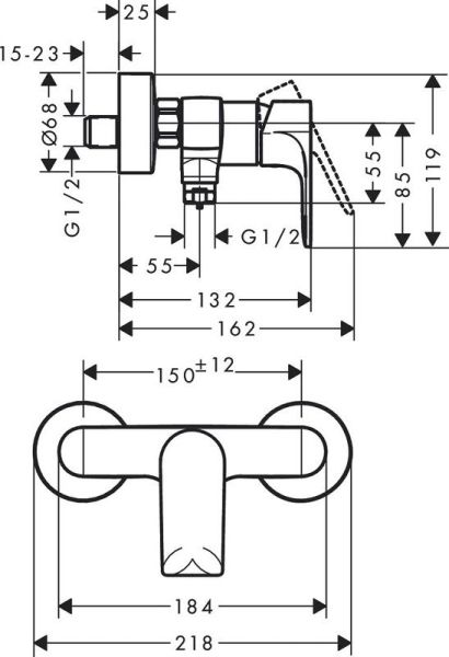 Смеситель для душа Hansgrohe Rebris E 72650670 черный
